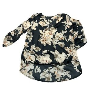 WEST KEI gray floral blouse